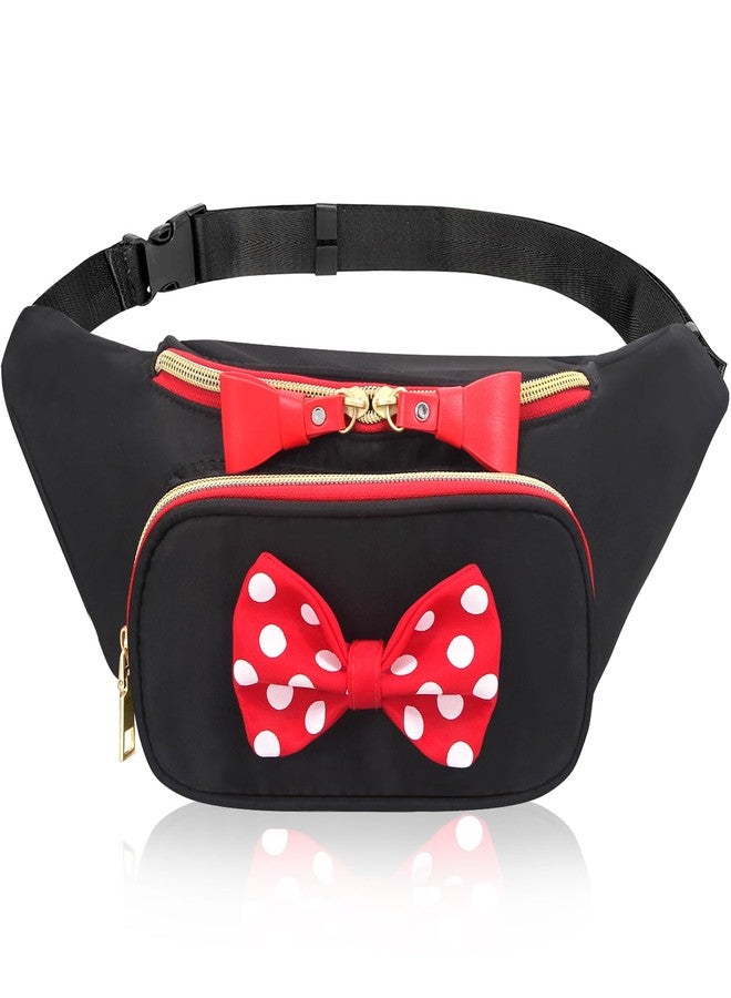 Dksyee Cute Disney Fanny Pack for Women Teen Girls Minnie Bowknot Polka Dot Fanny Packs Cartoon Hiking Waist Bag Travel Waist Pack Crossbody Belt Bags Little Kid Outdoor Waist Packs - Image 1